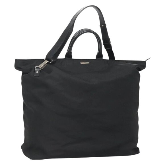 GUCCI Hand Bag Nylon 2way Outlet Black Silver Auth ar13706 - Picture 1 of 13